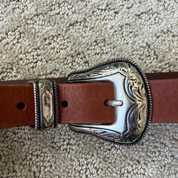 Aritzia Wilfred Free Western Belt Leather Belt Brown Silver Hardware XXS - Picture 2 of 5